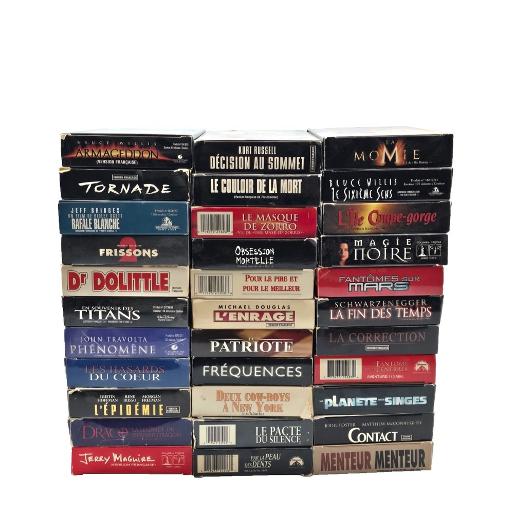 Lot of 33 French VHS Movies – Drama, Thriller, Action, Romance, Comedy | Tested